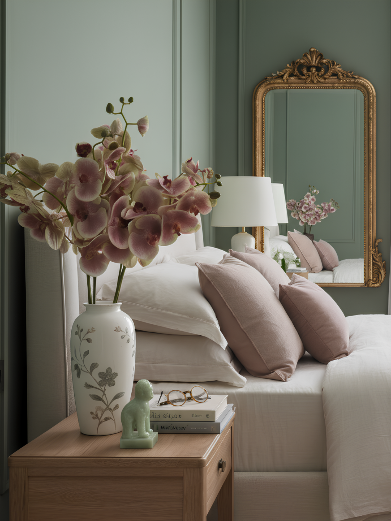 Orquídea polilla Amaranton de 99 cm con tacto real, 6 flores y 1 capullo, color rosa