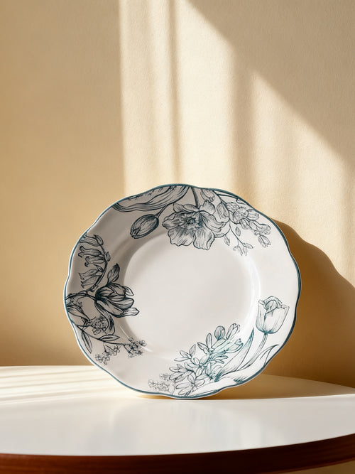 8.25" Underglaze Ceramic Dinner Plate Set - 6pcs