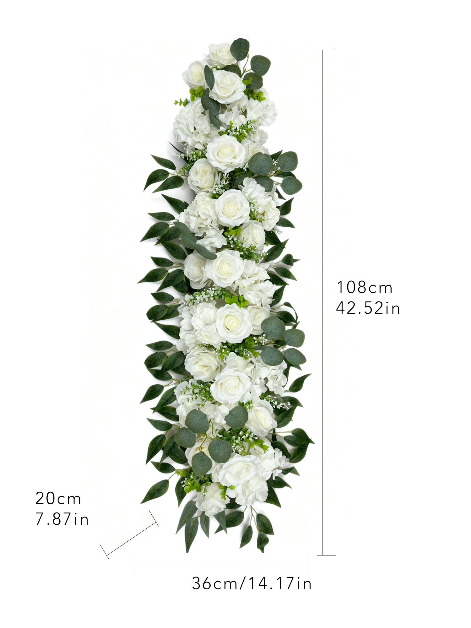 42.5" White Rose & Eucalyptus Faux Floral Table Arrangement