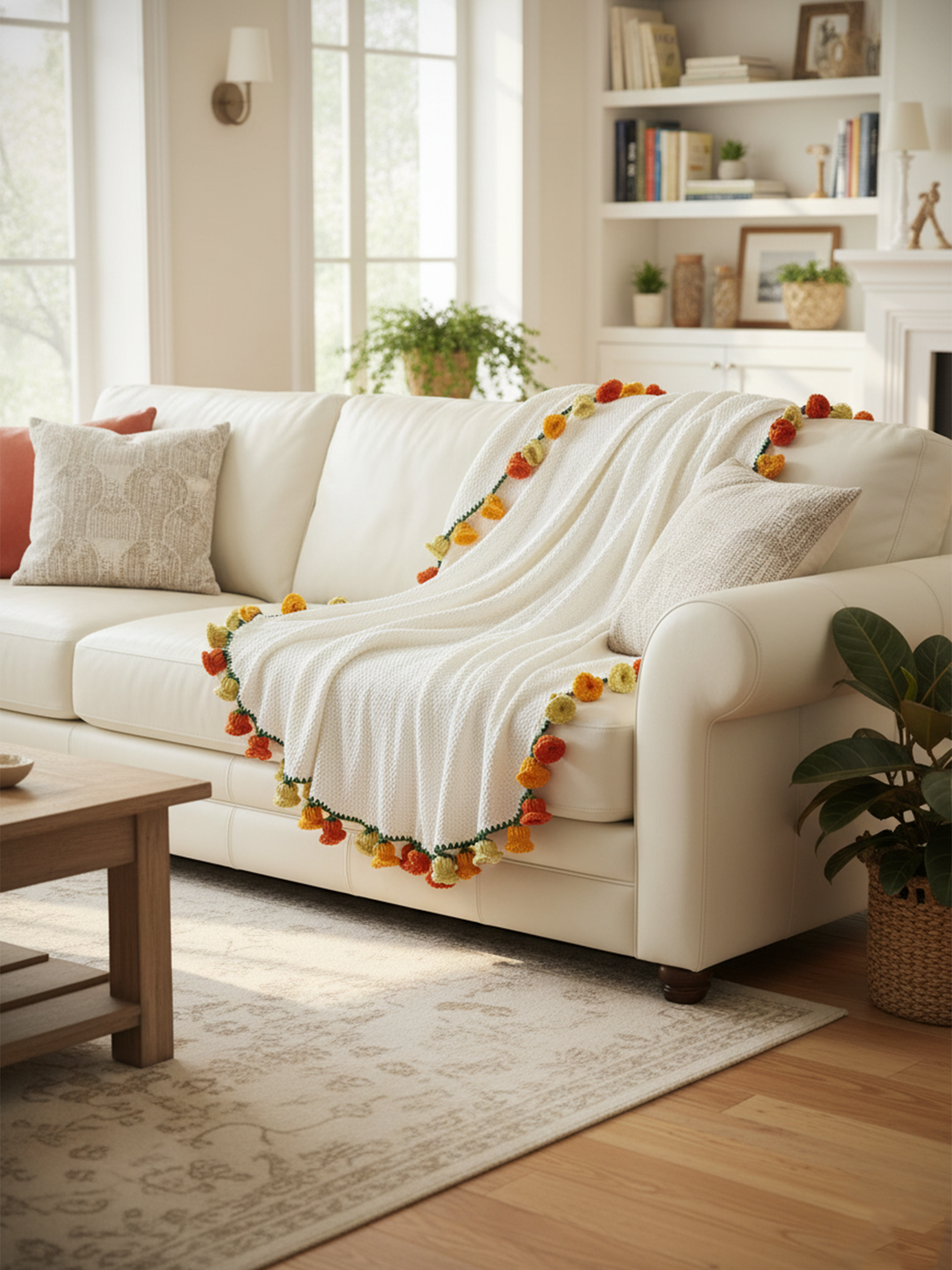 Crochet Flower Bouquet Throw Blanket