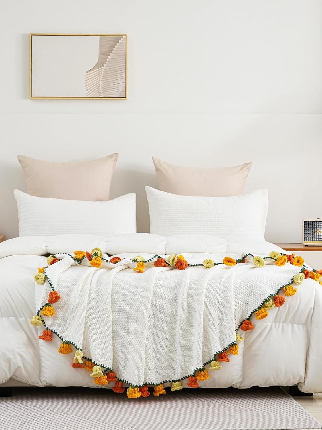 Crochet Flower Bouquet Throw Blanket