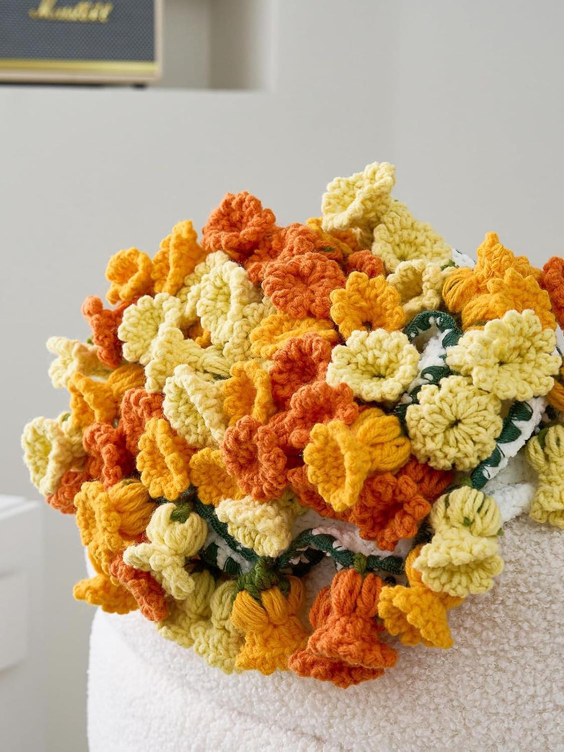 Crochet Flower Bouquet Throw Blanket