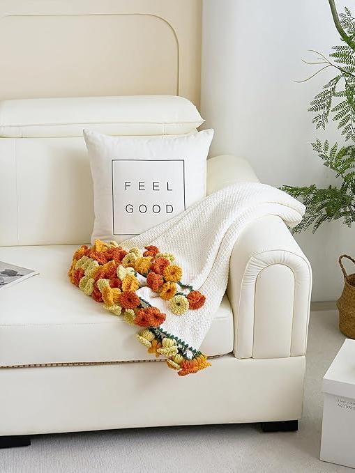 Crochet Flower Bouquet Throw Blanket