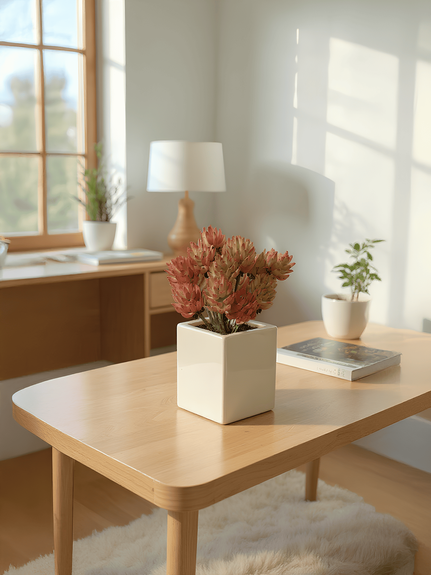 Amaranton 17" Real touch - Suculenta de 3 cabezas - Naranja parduzco