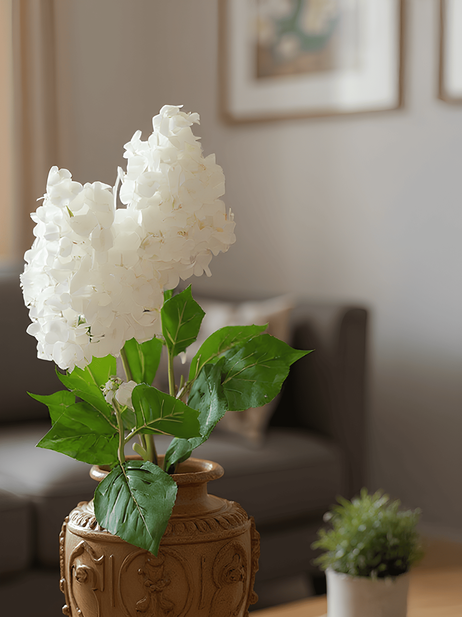 Hortensia Pagoda Amaranton de 83 cm con tacto real - Blanca