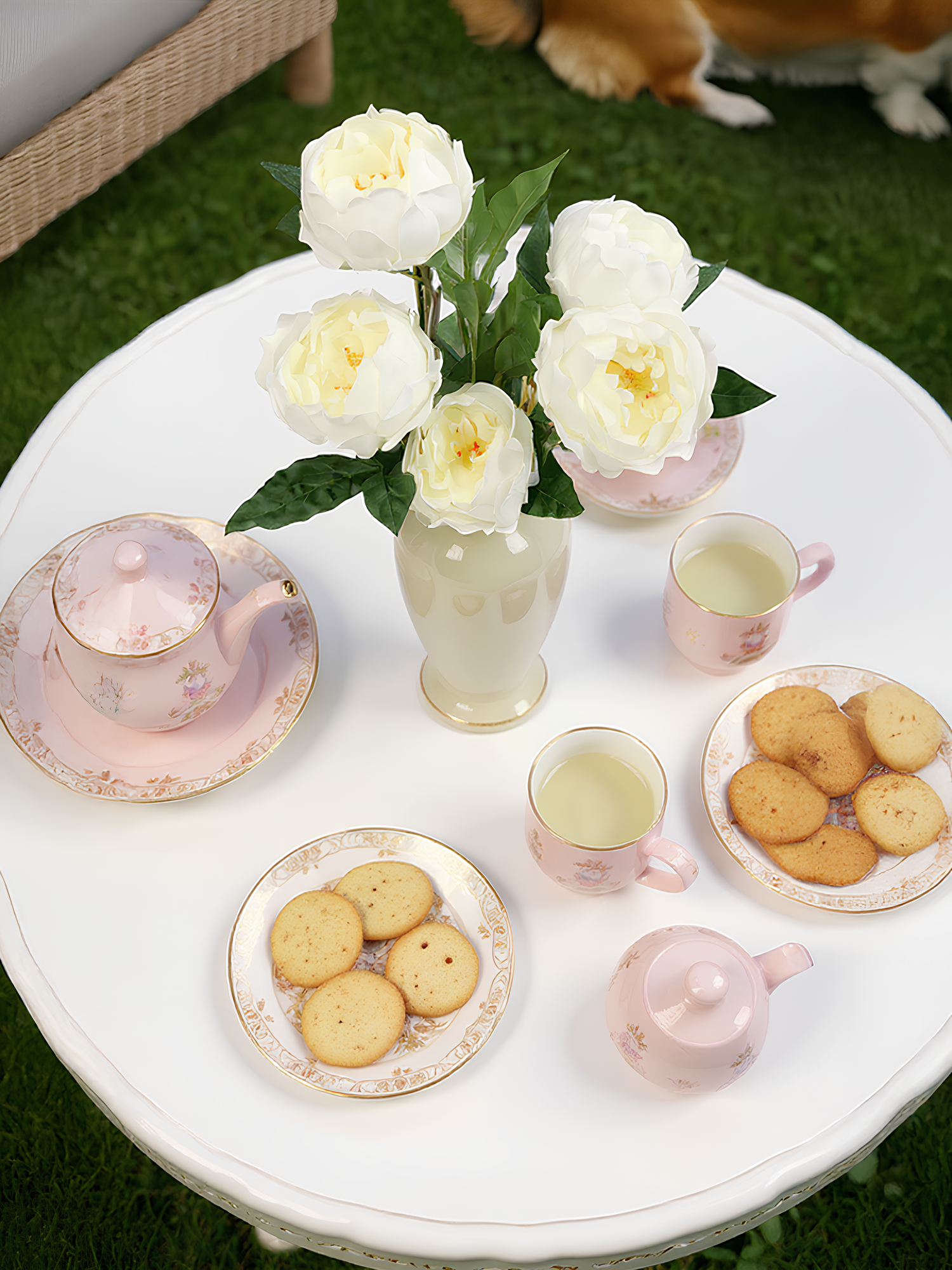 Peonía Amaranton de 23" con tacto real - Blanca