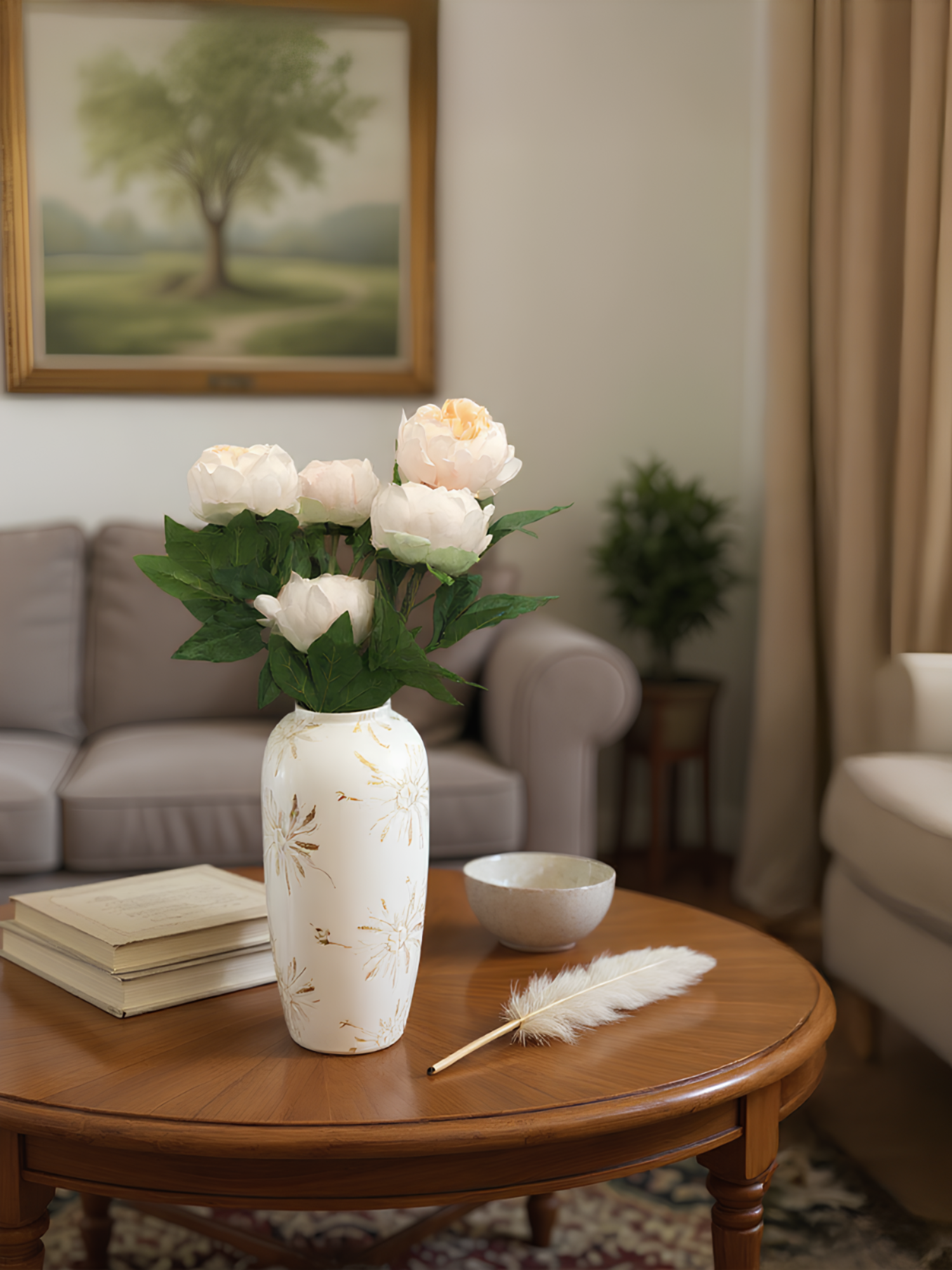 Amaranton 23" Peonía Elegance de tacto real - Champán