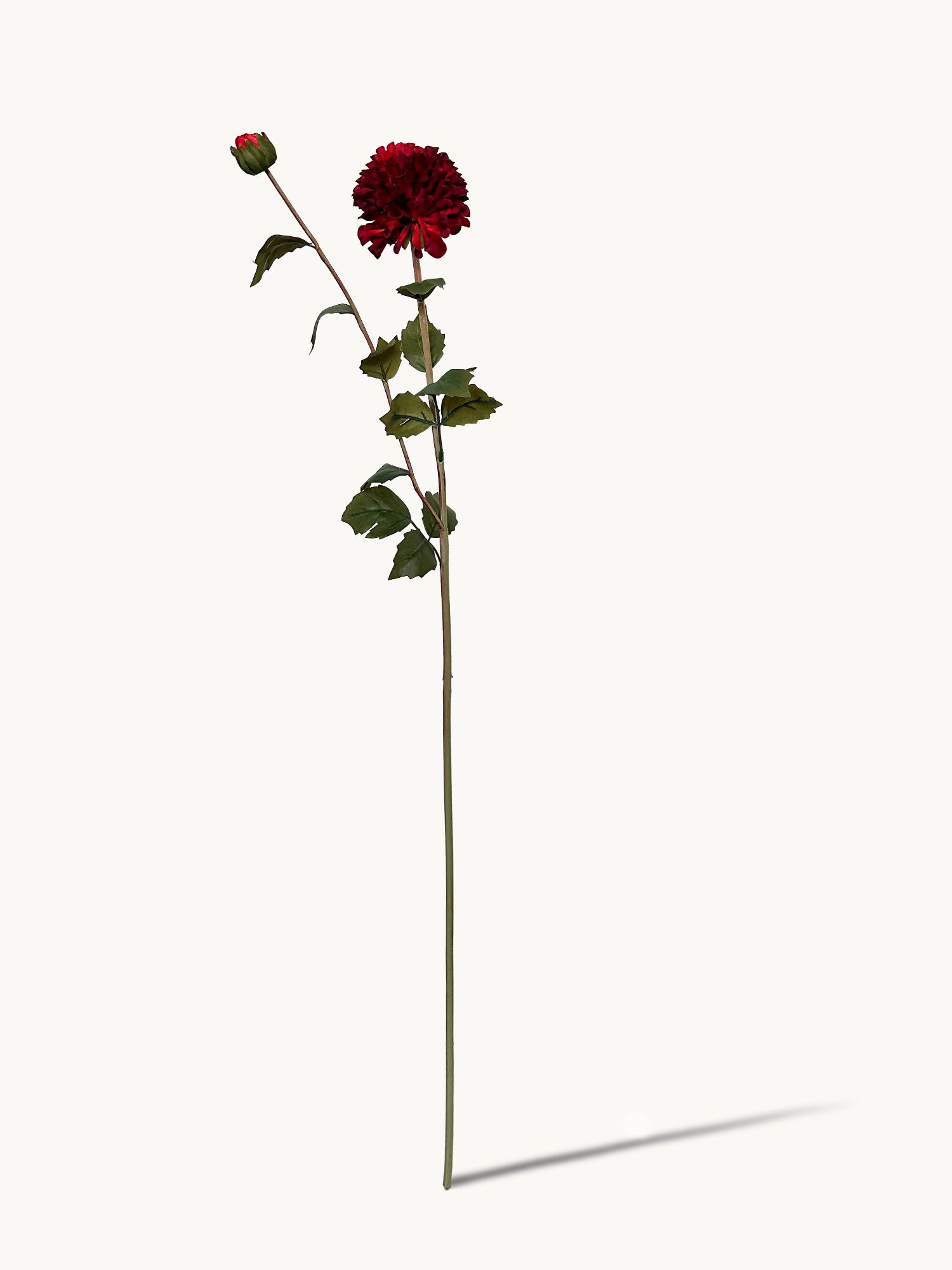 Dalia artificial Amaranton de 81 cm con una flor pequeña y un capullo - Carmesí