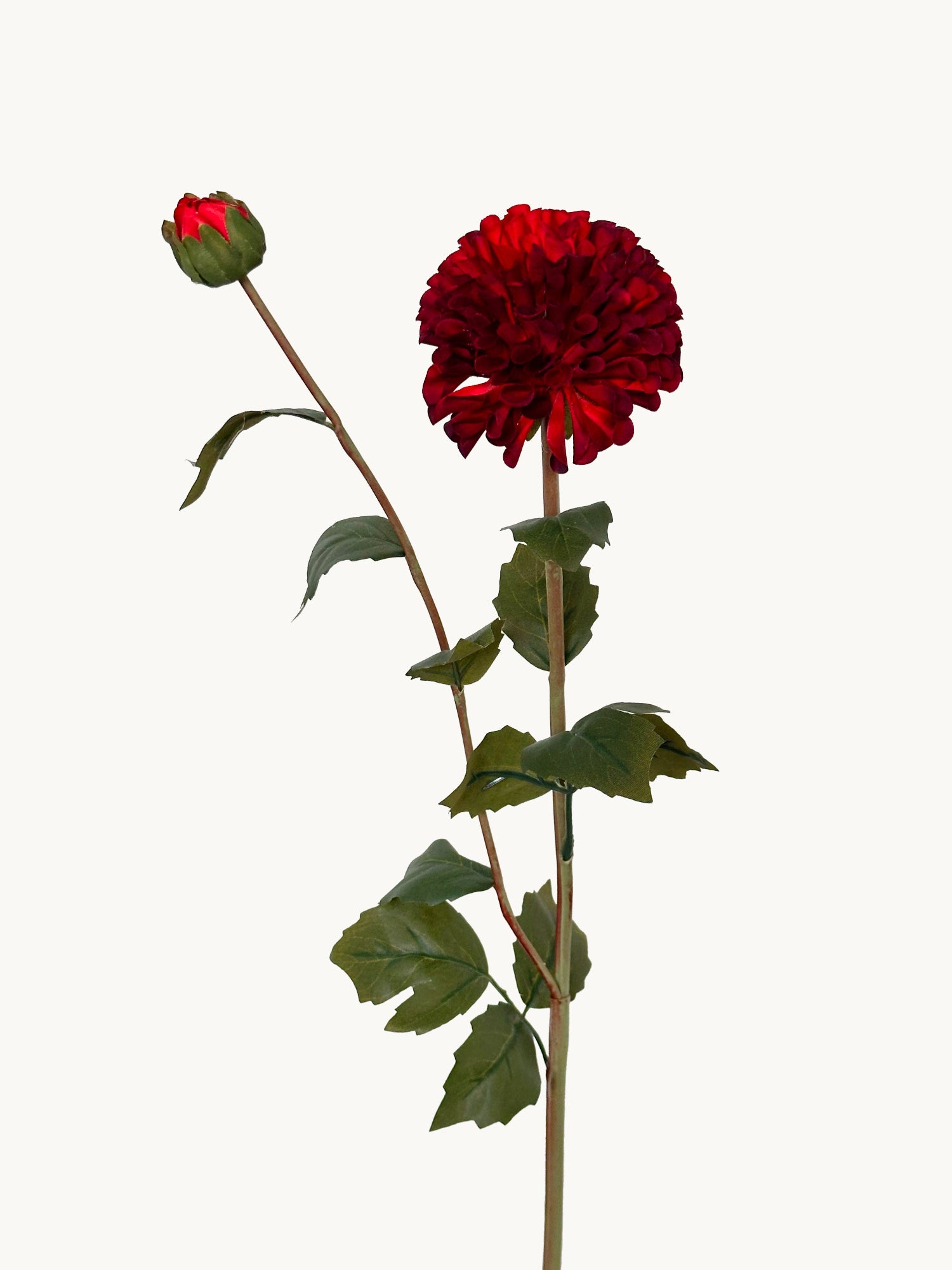 Dalia artificial Amaranton de 81 cm con una flor pequeña y un capullo - Carmesí