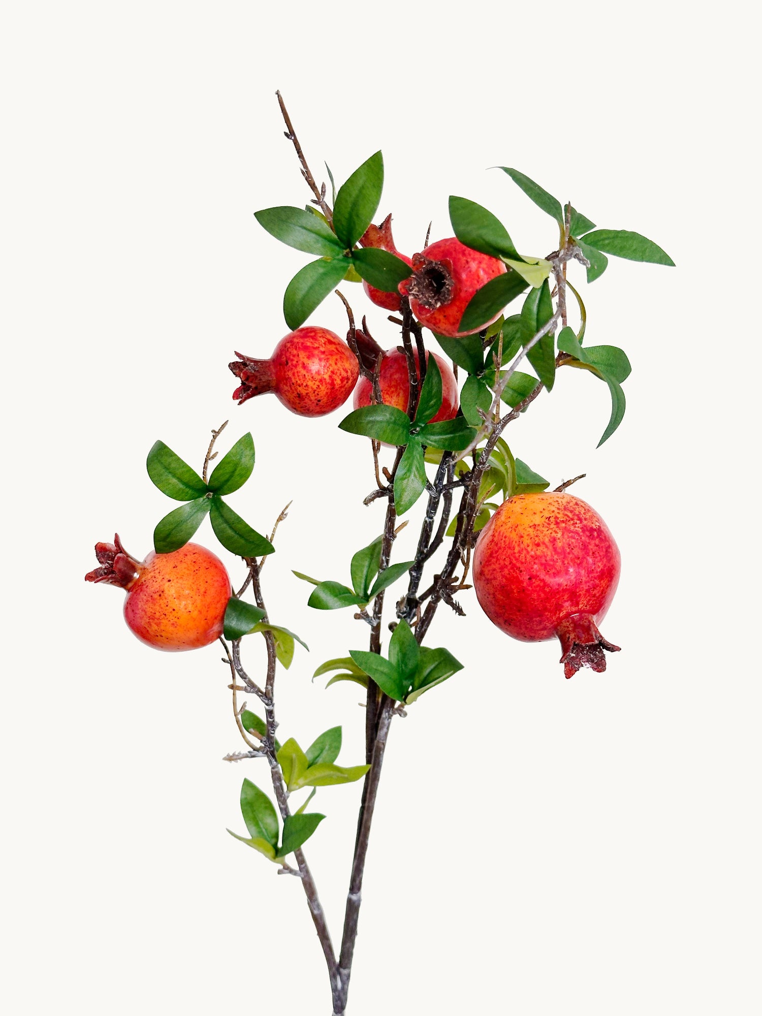 Tallo de granada naranja realista de 35" con 6 hiperbayas 