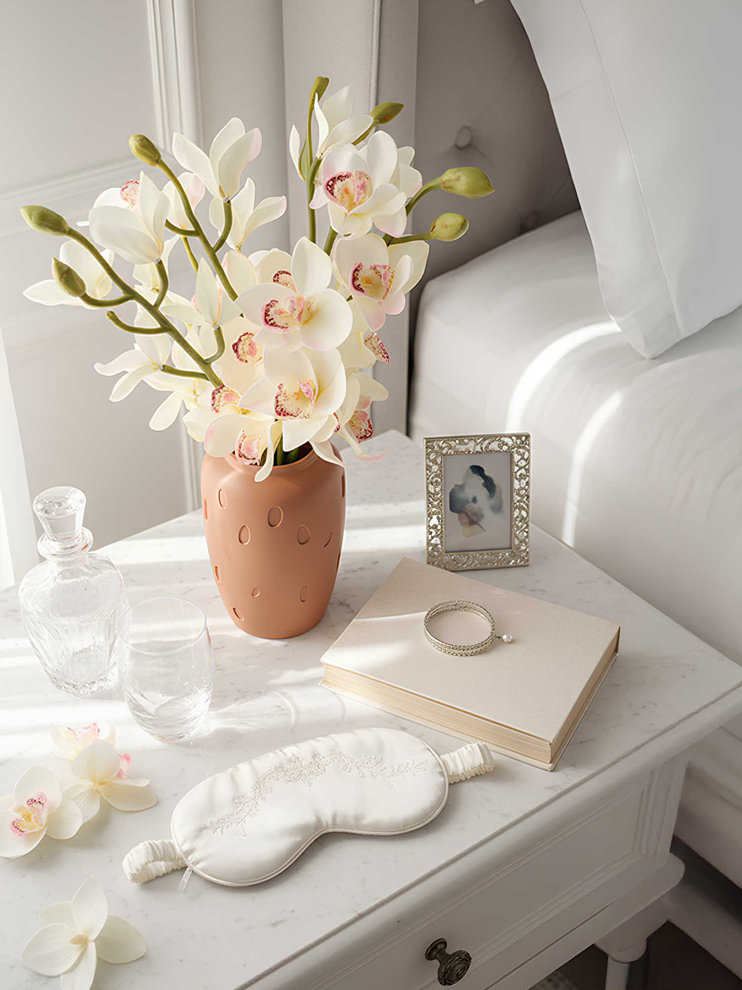 Amaranton 32" Real touch 10 - Orquídea Cymbidium Bloom - Blanco Crema