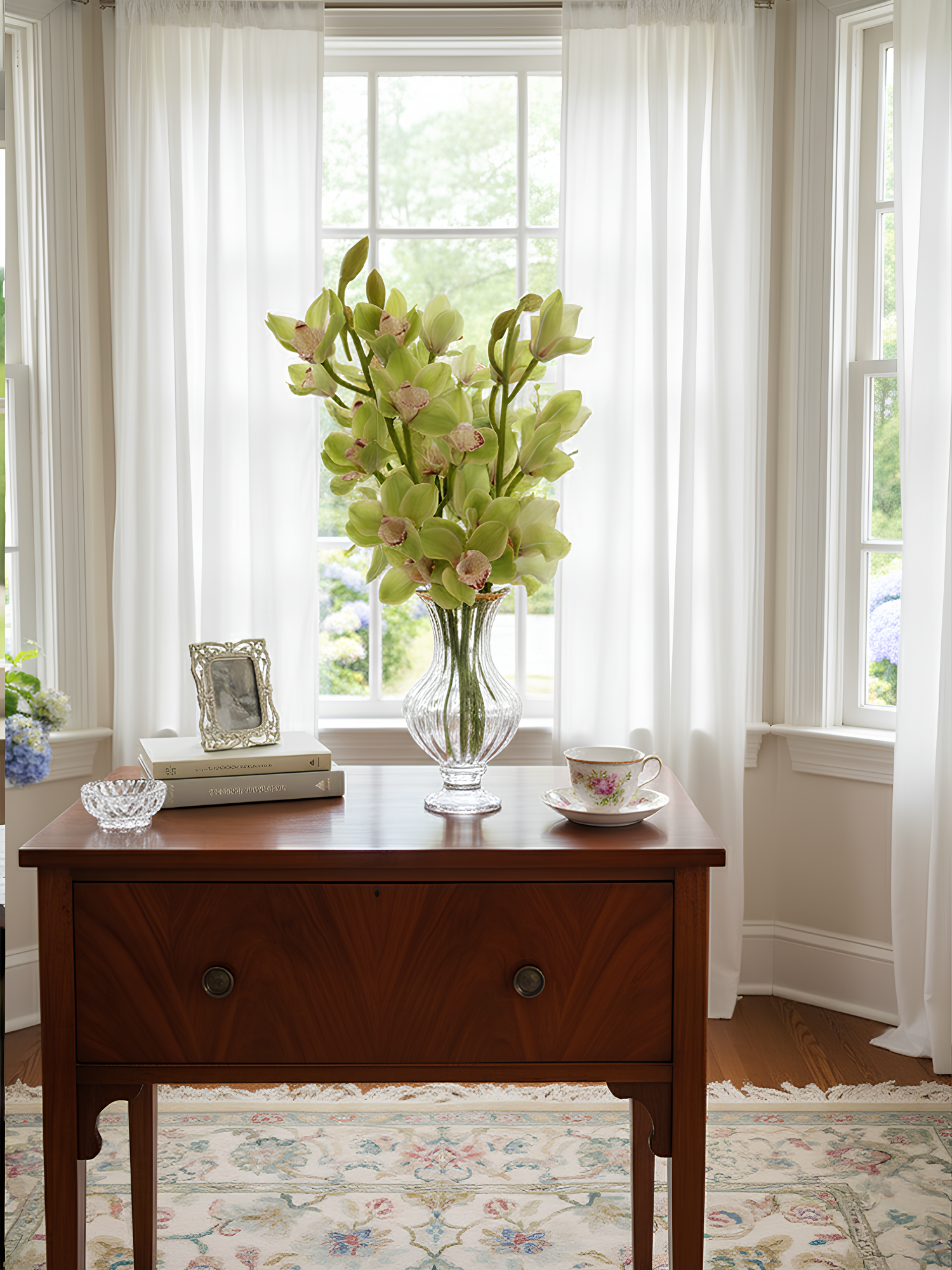 Orquídea Cymbidium Amaranton de 81 cm con tacto real - Verde