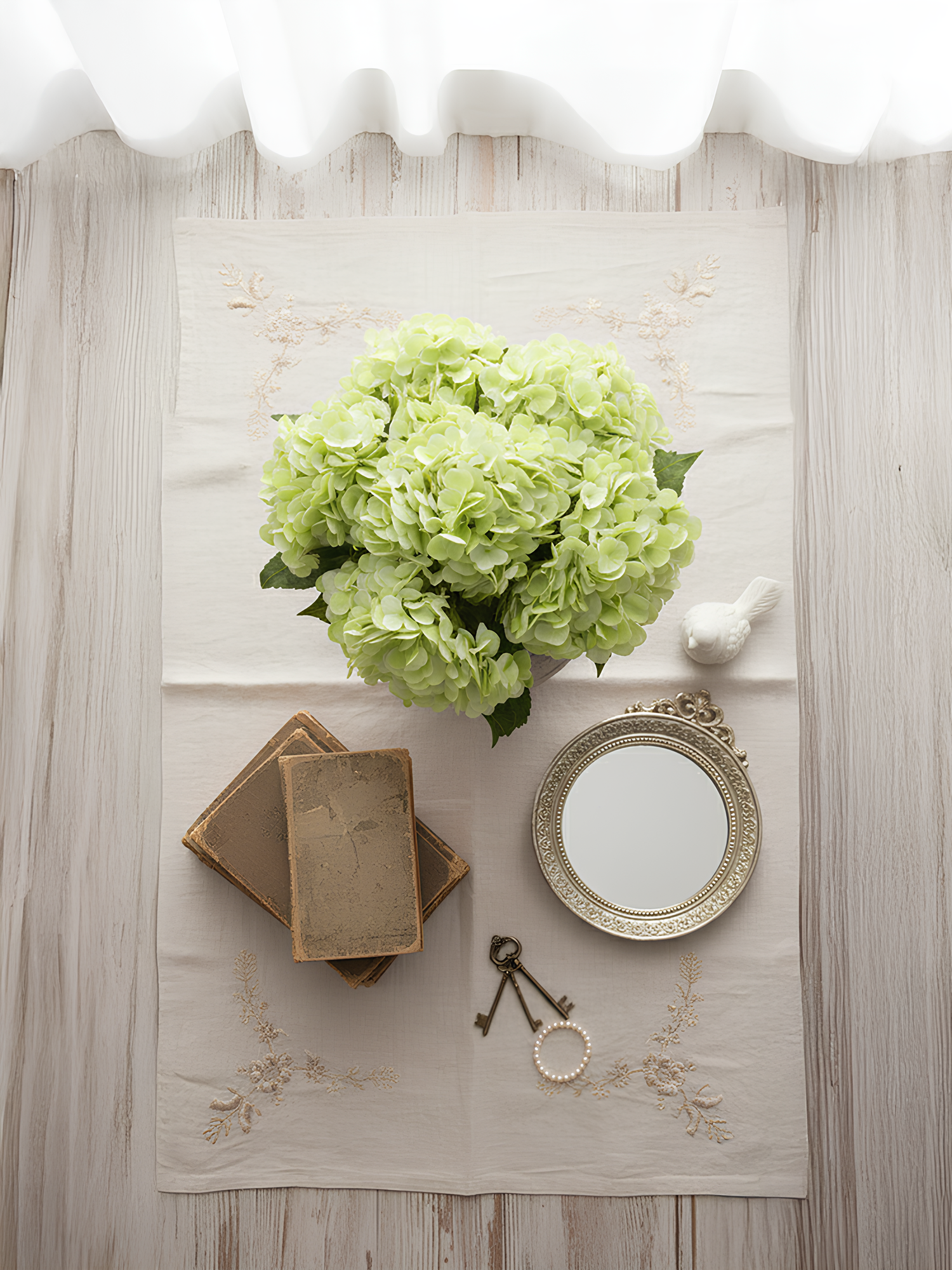 Hortensia Amaranton de 21" con tacto real - Verde claro