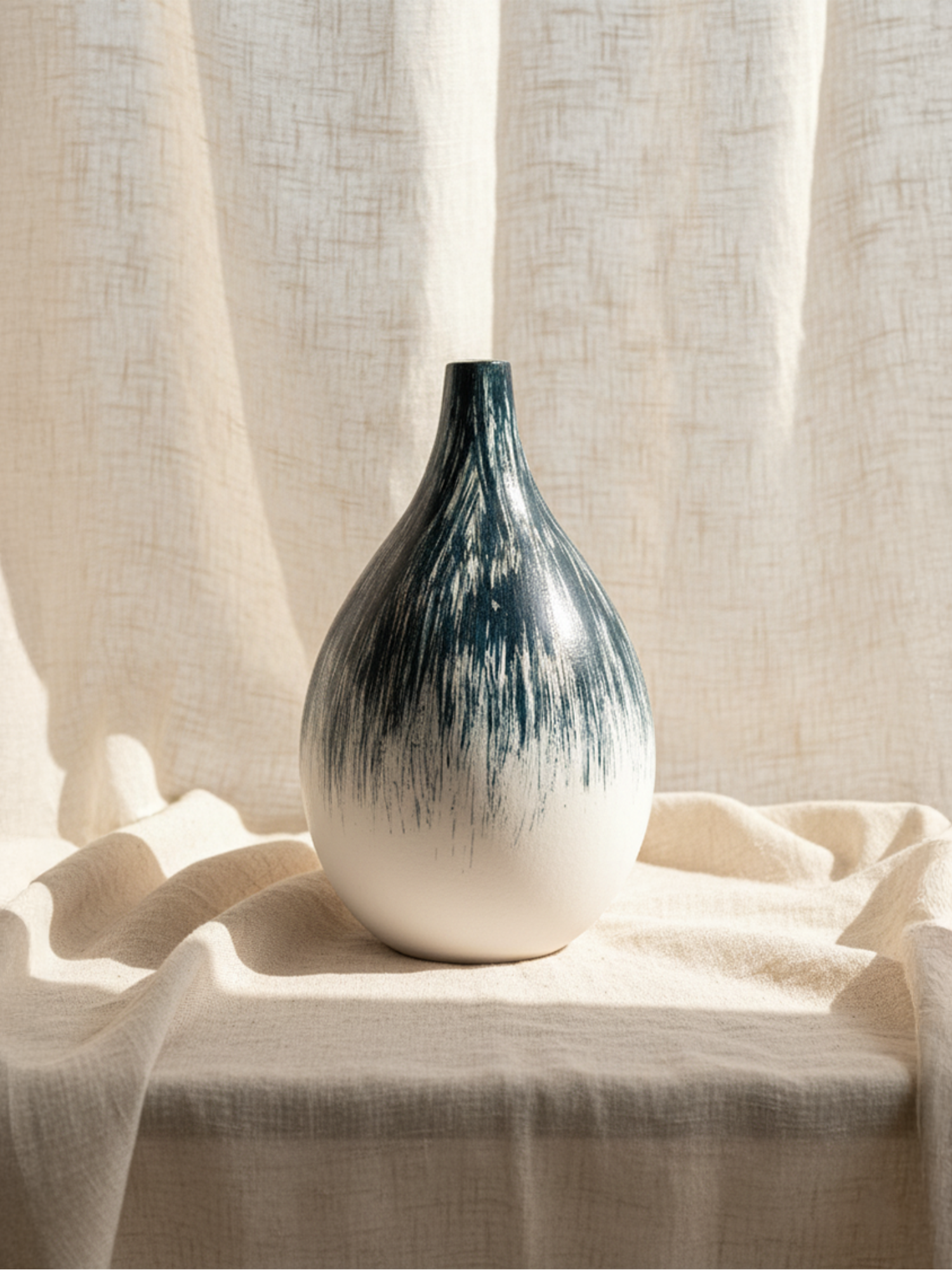 Jarrón Amaranton de 25 cm con diseño de lágrima en tono índigo degradado 