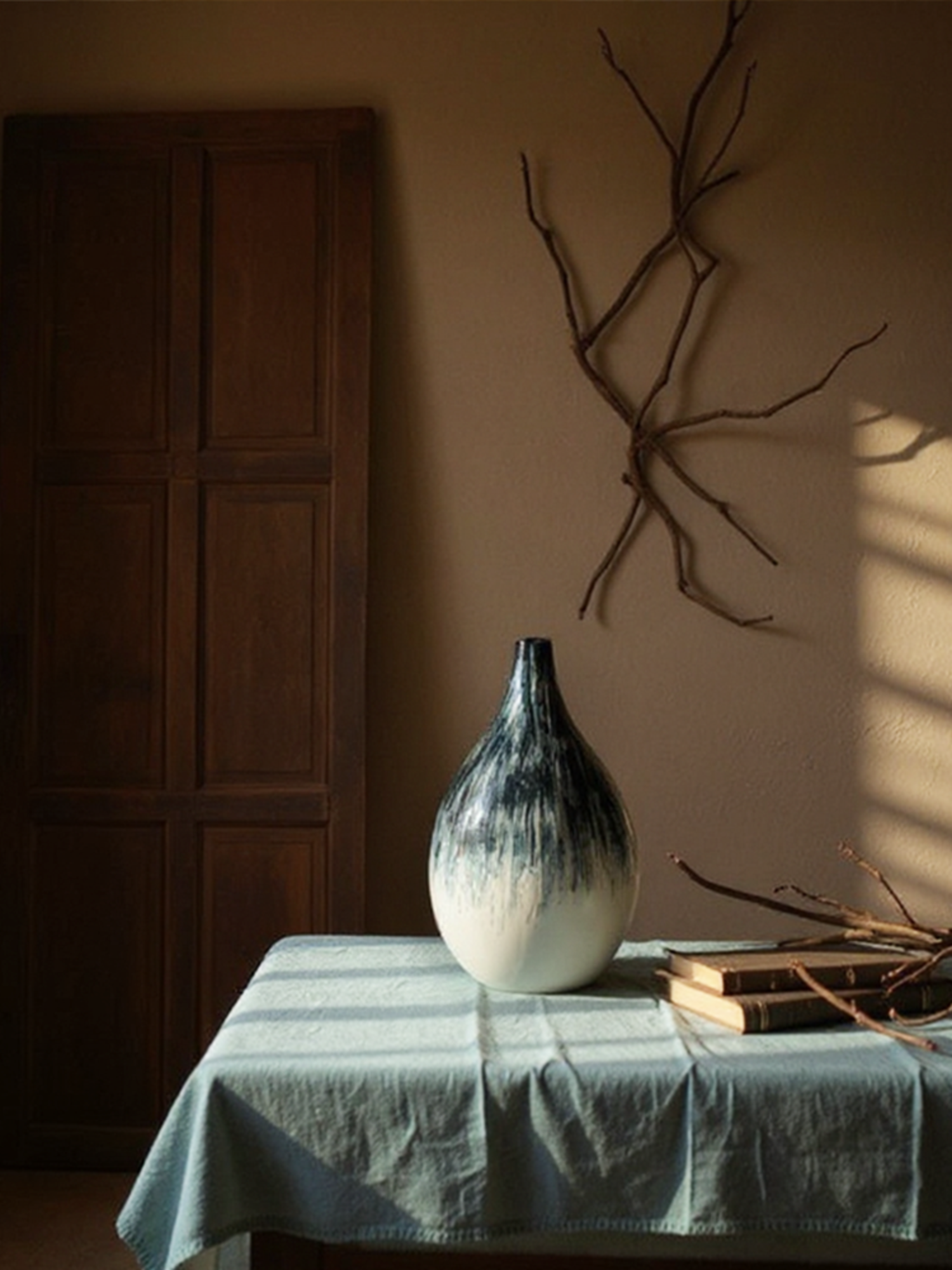 Jarrón Amaranton de 25 cm con diseño de lágrima en tono índigo degradado 