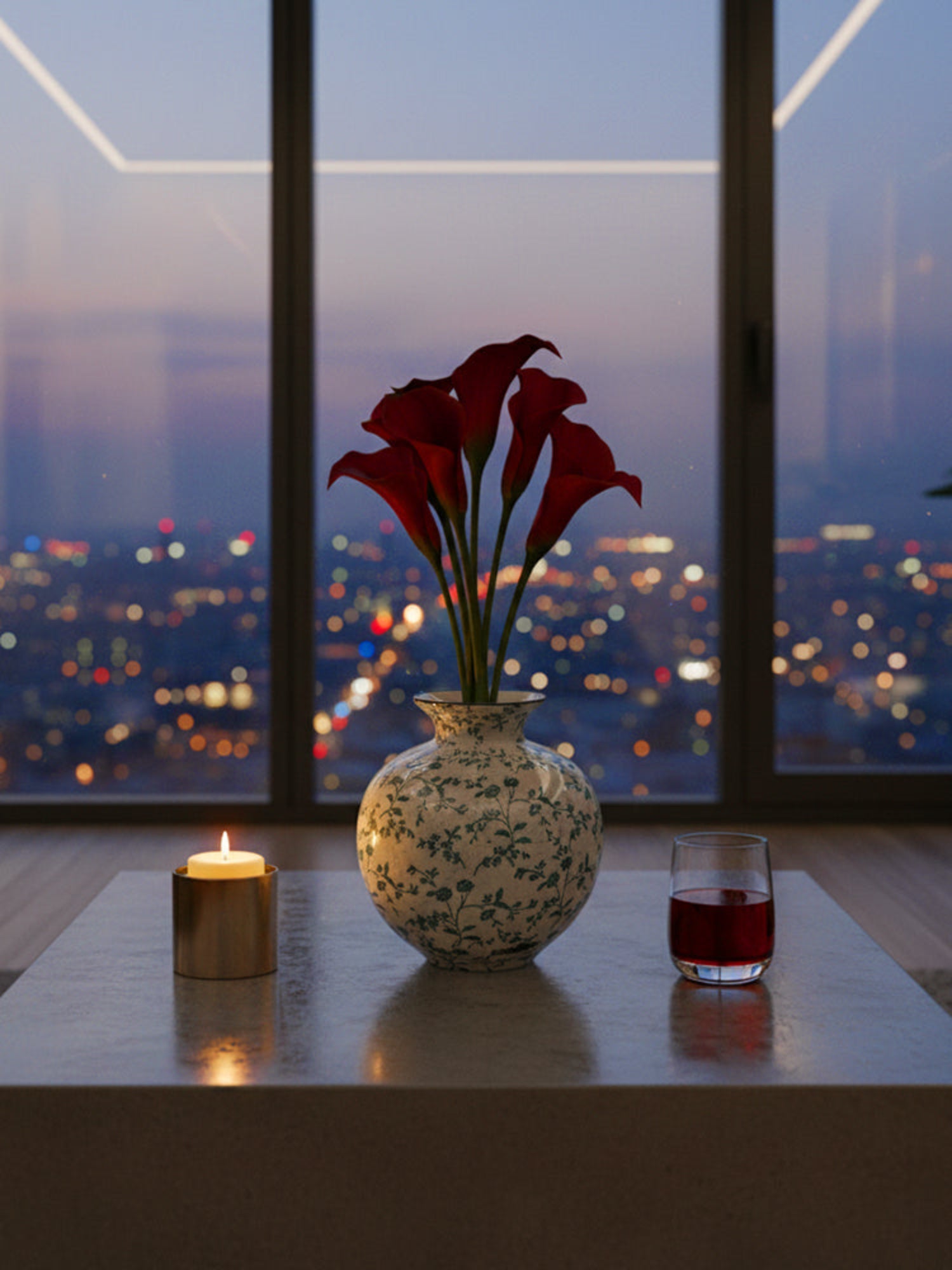 Jarrón floral redondo de cerámica - Boca ancha