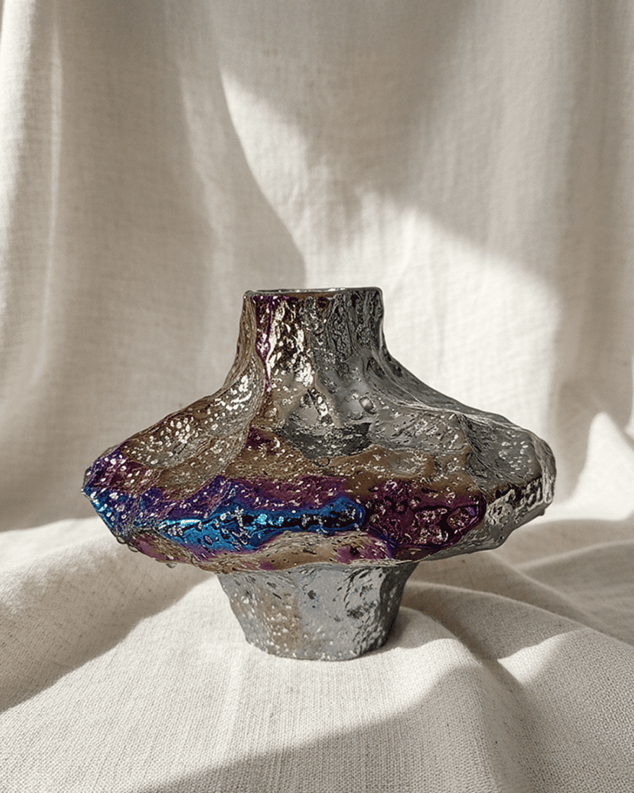 Jarrón escultórico de lava Aurora Amaranton de 18 cm