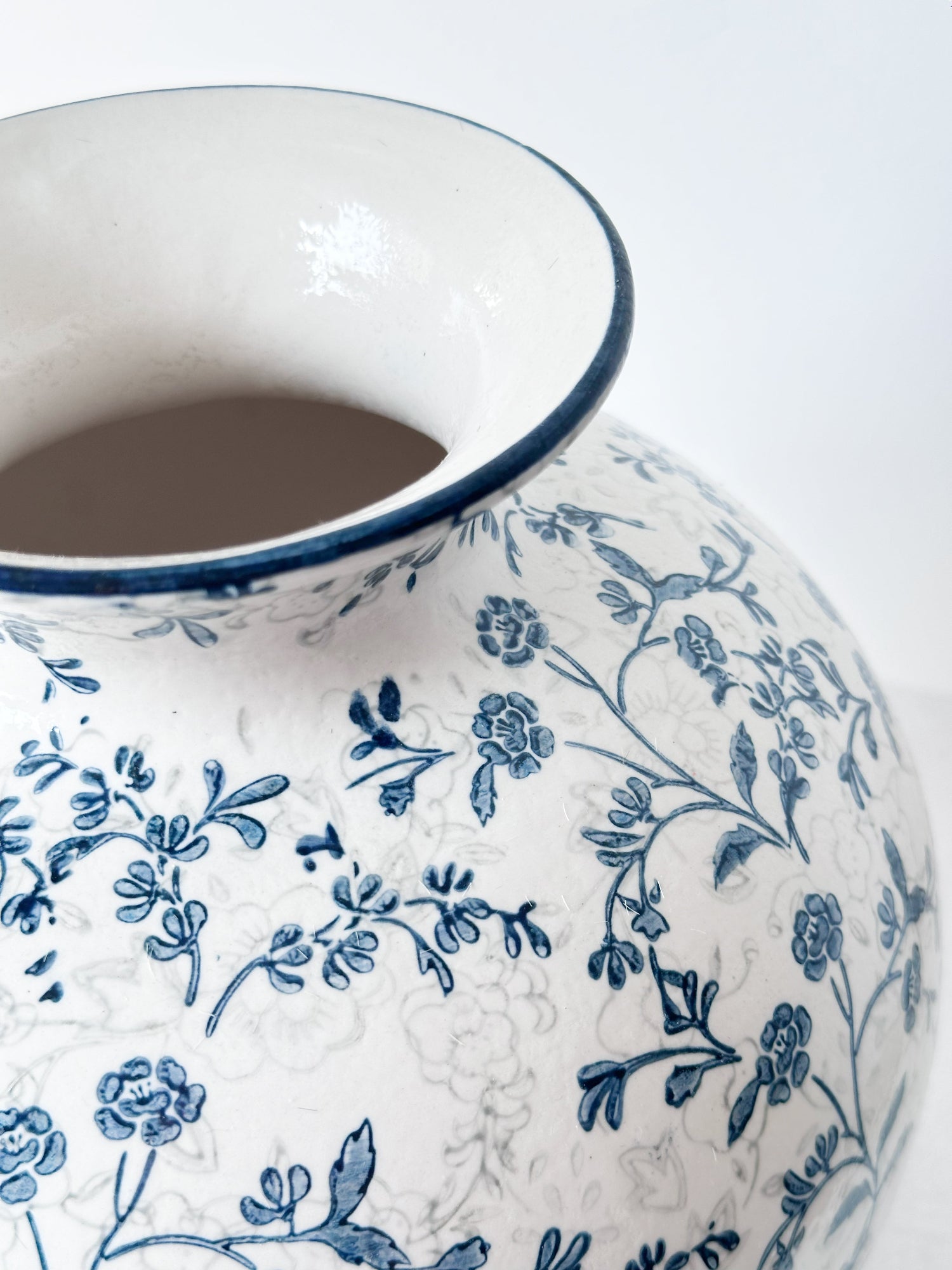 Jarrón floral redondo de cerámica - Boca ancha