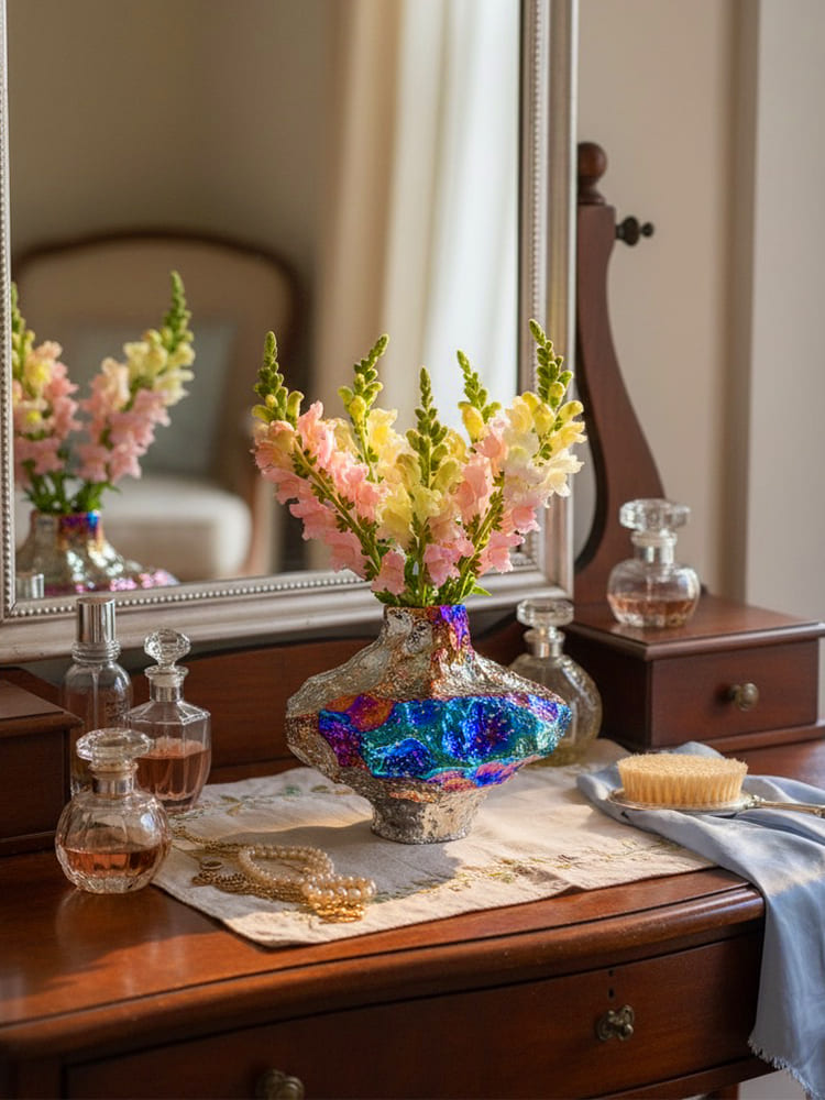 Jarrón escultórico de lava Aurora Amaranton de 18 cm