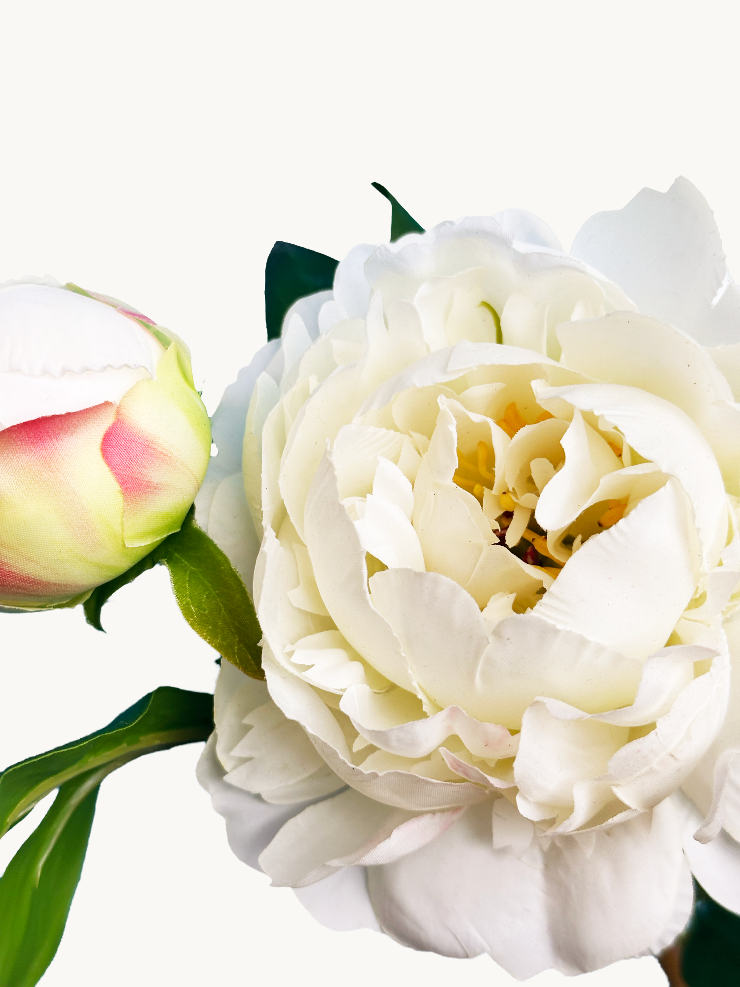 Amaranton™ 25" Realistica™ Peony with 1 Bloom and 1 Bud - White