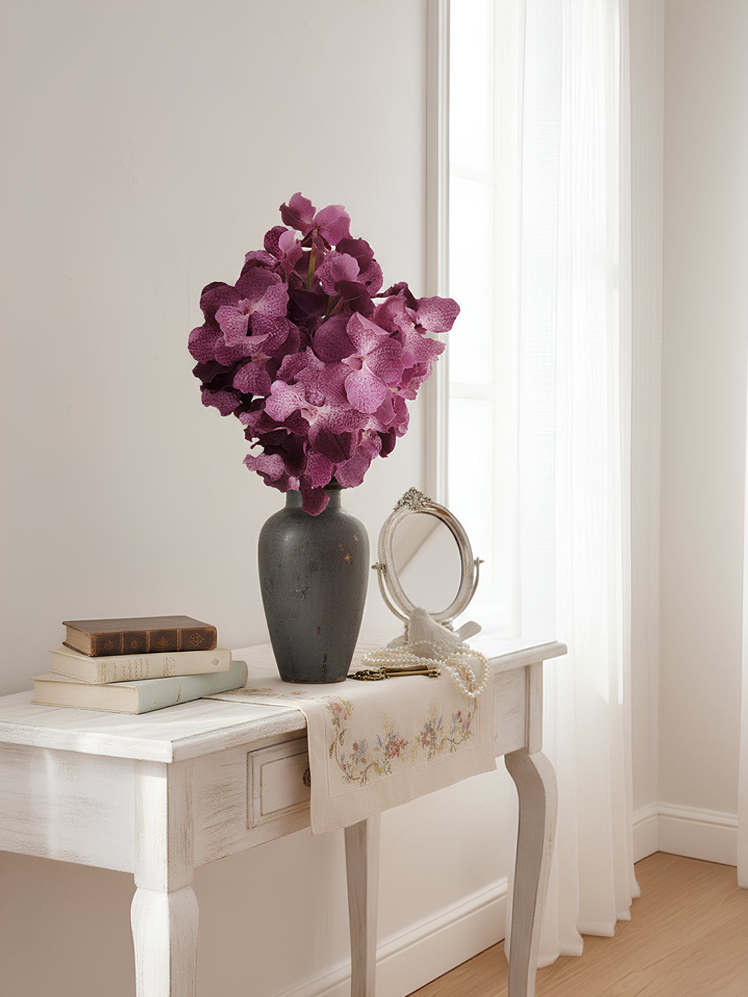 Orquídea Vanda Amaranton de 24" con tacto real - Morada