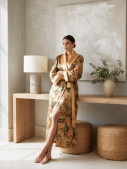 Luxury Floral™ | Velvet Long Robe Morning Loungewear - khaki