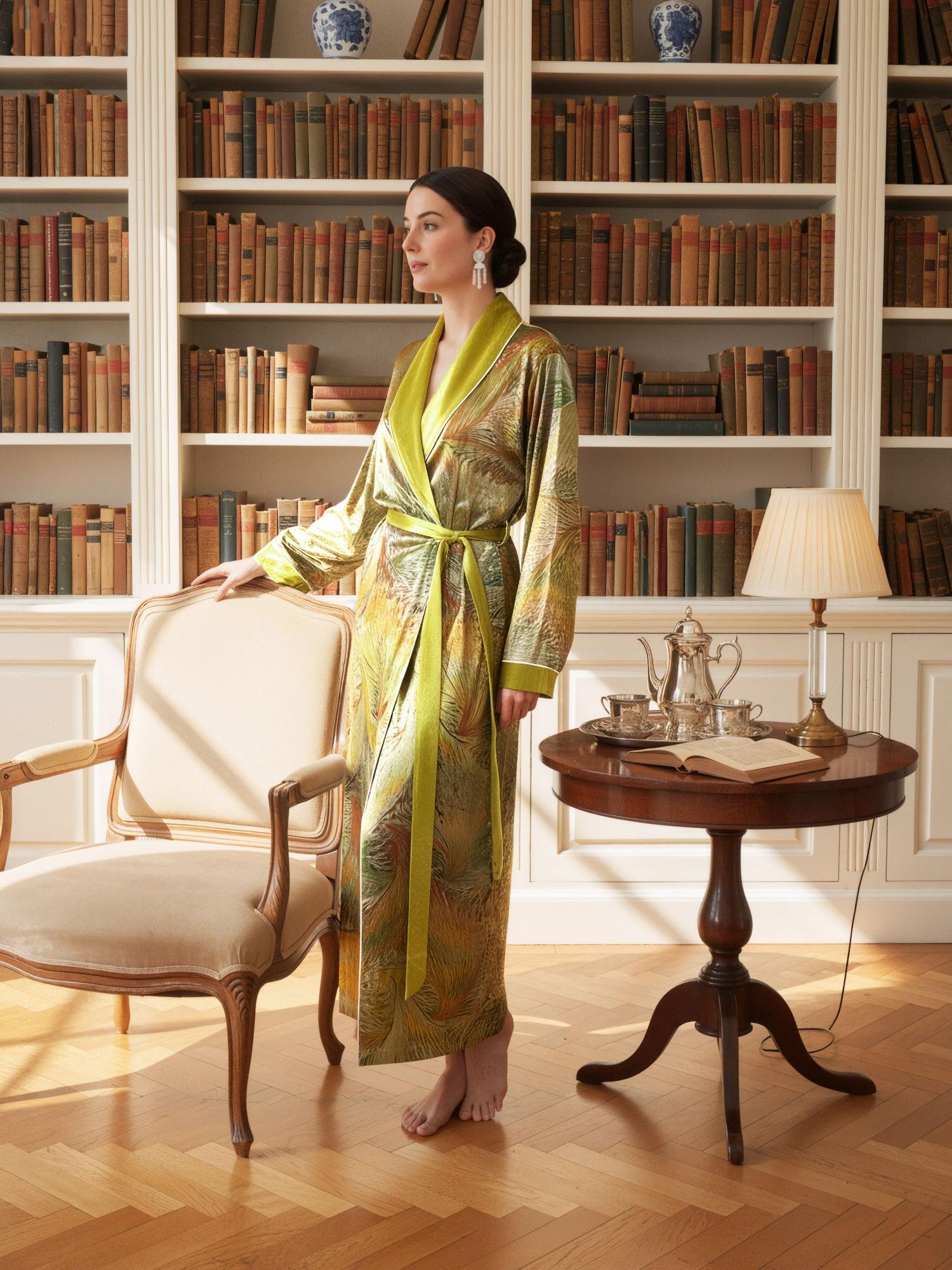 Luxury Floral™ | Velvet Long Robe Morning Loungewear