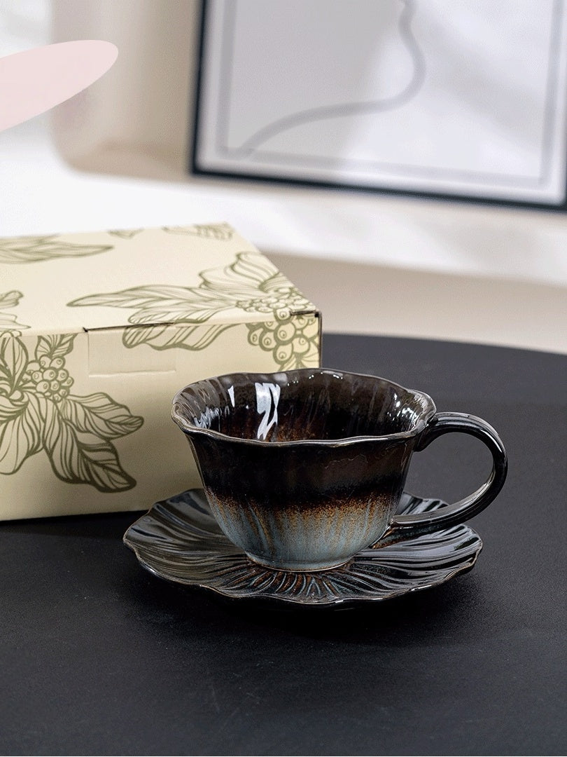 Poppy Flower Design Coffee Cup Set