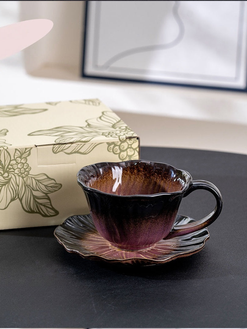 Poppy Flower Design Coffee Cup Set