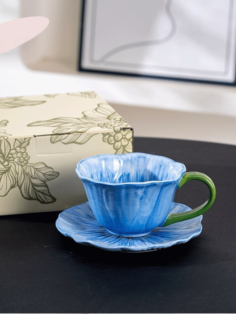 Poppy Flower Design Coffee Cup Set