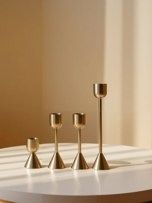 Luxurious Gold Candle Holders - Set of 4